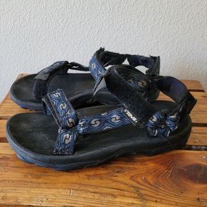 Blue Teva Hurricane Strappy Sandals Black Grey Pattern Outdoor